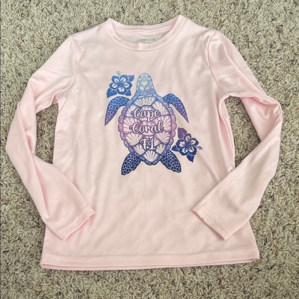Kids Pink Turtle Graphic Long Sleeve Tee